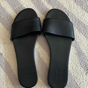 Black with white soles flat sandal jcrew suze 9